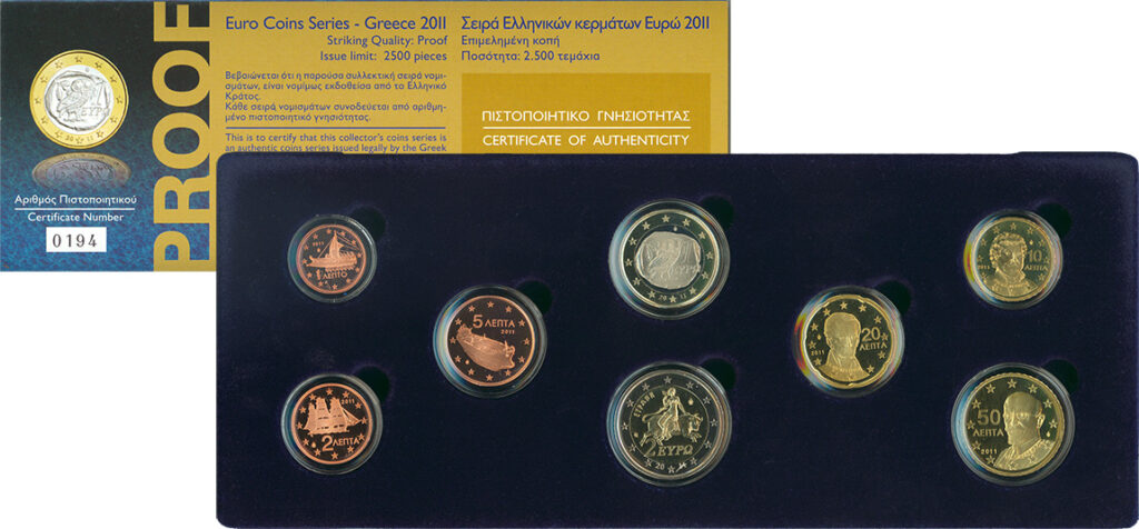 Νομίσματα Ελλάδα 2011 Επίσημη Σειρά Ευρώ ΤτΕ Proof