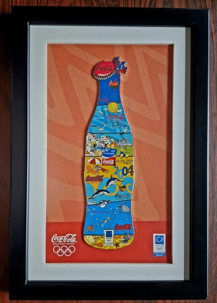 Pins Ολυμπιακών Αγώνων 2004 Κάδρο Παζλ με Μπουκάλι Coca-Cola (SUMMER IN GREECE)