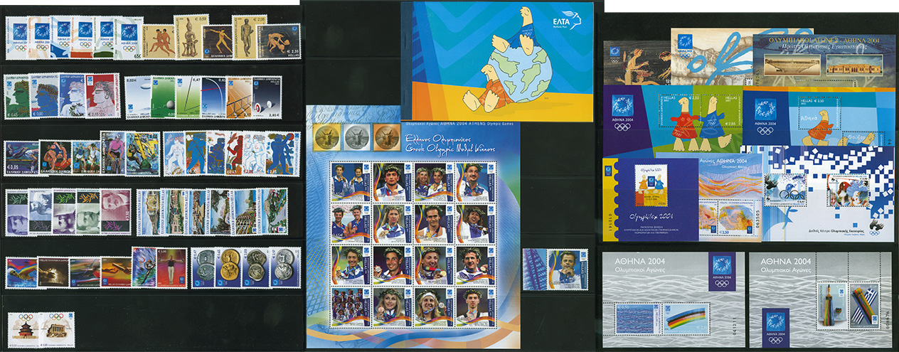 Ελλάδα Ολυμπιακών Αγώνων ΑΘΗΝΑ 2004 Σετ 12σειρών+10BF+Τευχίδιο Ασφράγιστα **